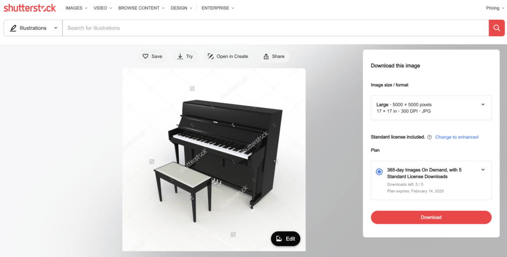Image of a realistic piano from Shutterstock illustrating how we create a cover of an elementary piano solo. | ComposeCreate.com